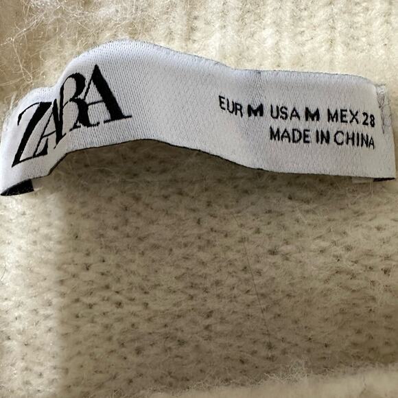 Zara Color Block Wool Blend Sweater Size M Mock Neck Oversized Boxy - Picture 3 of 6